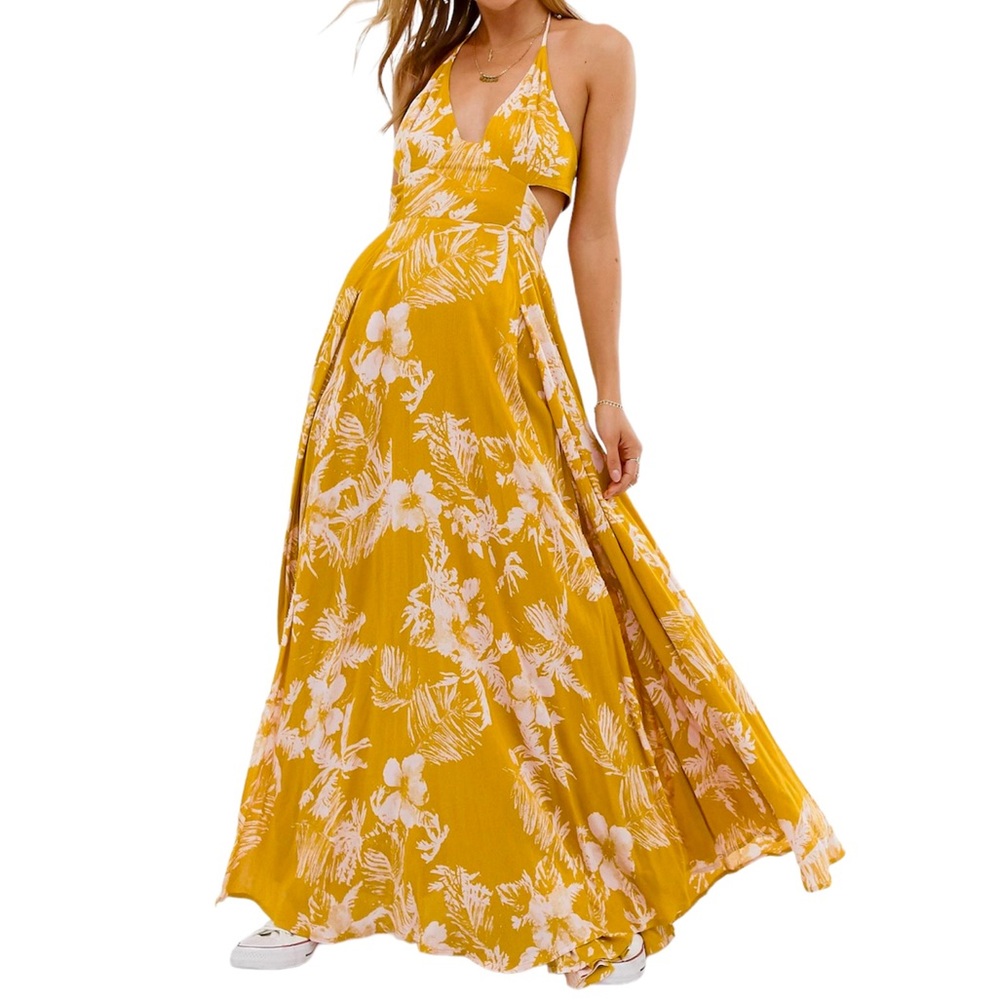 Free People Yellow Floral Maxi Dress